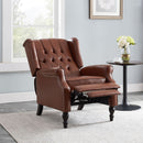 Upholstered Wingback Recliner With Nailhead Trim And Rolled Recessed Arms - Light Brown