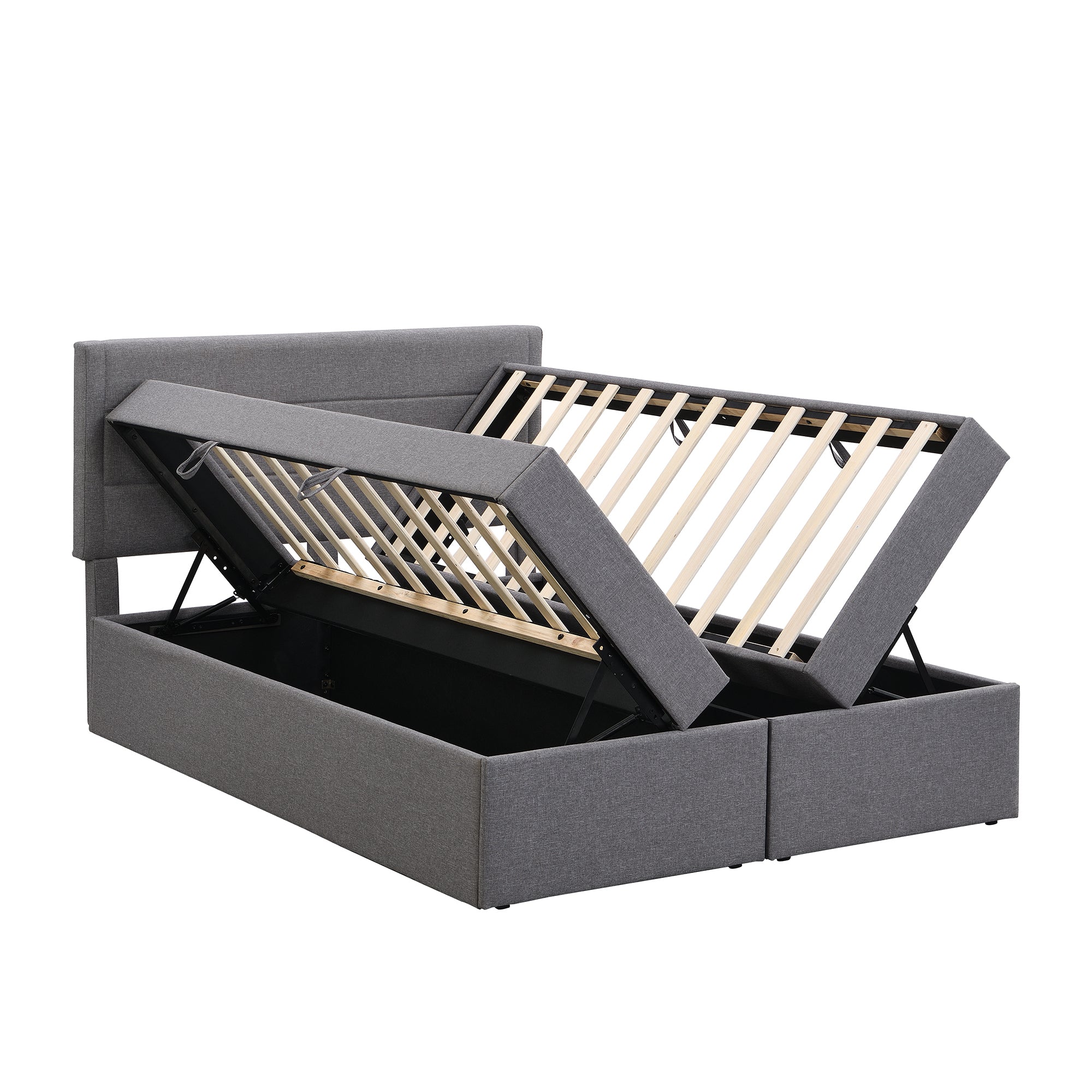 Queen Size Upholstered Platform Bed with Storage Underneath, Gray - Atlantic Fine Furniture Melbourne FL