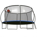 Pumpkin 14 Ft Outdoor Trampoline With Basketball Hoop Enclosure Net Ladder And Metal - Black / Blue