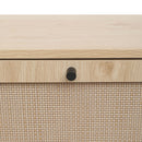 Modern Rattan 5 Door Shoe Storage Cabinet For Entryway Freestanding Design - Natural