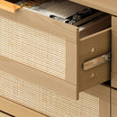 Modern Rattan Dresser With 6 Drawers For Bedroom And Living Room - Oak