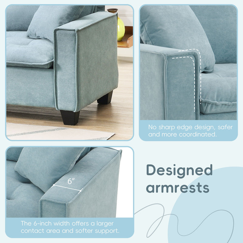 Modern Convertible Sectional L Shaped Reversible Couch Set With Free Pillows 4 Seat Suede Sleeper Sofa With Ottoman