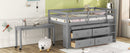 Loft Bed With Retractable Writing Desk And 4 Drawers, With Lateral Portable Desk And Shelves