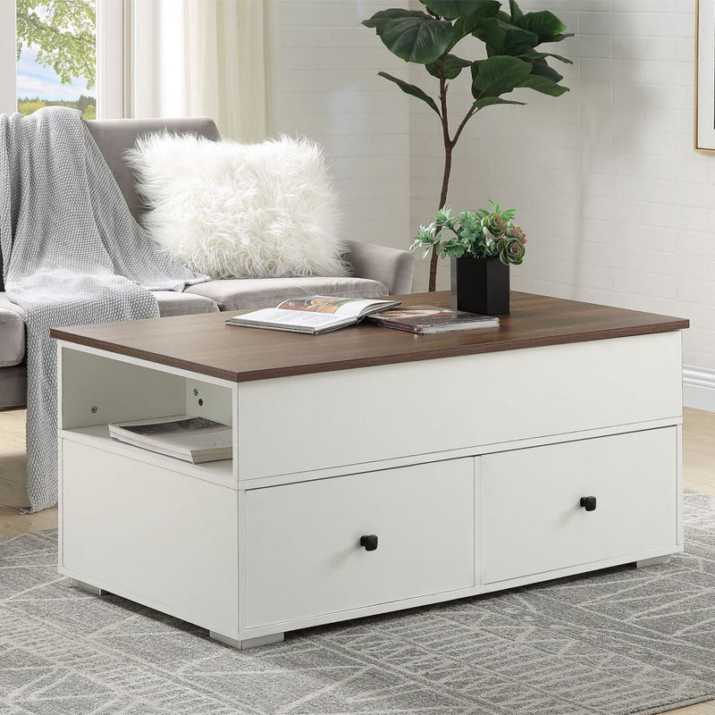 Raeden - Coffee Table With Lift Top - White & Walnut