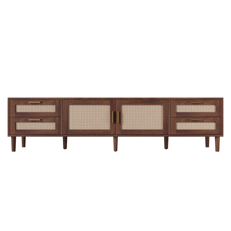 TV Stand, Media Console With 4 Drawers, Soft Closing Hinges - Dark Brown