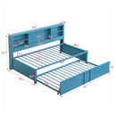 Metal Twin Size Daybed with Twin Size Trundle, Storage Shelves and USB Ports, Blue