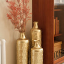 Floor Metal Vases Decorated White Metal Vases (Set of 3) Gorgeous Home Decoration Large Glazed Metal Vases - Golden