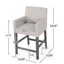 Charmed Upholstered Counter Stool With H Frame Base And Round Arms