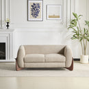 Contemporary Boucle Sherpa Sofa With Birch Wood Legs