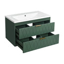 Wall Mounted Bathroom Vanity With Resin Sink, Floating Bathroom Storage Cabinet With 2 Drawers