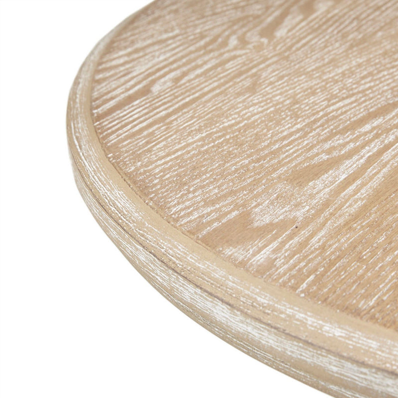 Accent Table Round Rustic Ash Veneer Reclaimed Wheat - Natural