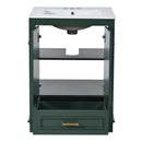 Bathroom Vanity With Ceramic Sink Combo, Modern Freestanding Storage Cabinet With Silver Handles