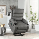 21'seat width,large size Electric Power Lift Recliner Chair Sofa for Elderly, 8 point vibration Massage and lumber heat, Remote Control, Side Pockets and Cup Holders, cozy fabric, overstuffed arm pu