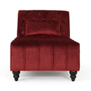 Ethereala - Upholstered Velvet Chaise Lounge With Button Tufted - Garnet