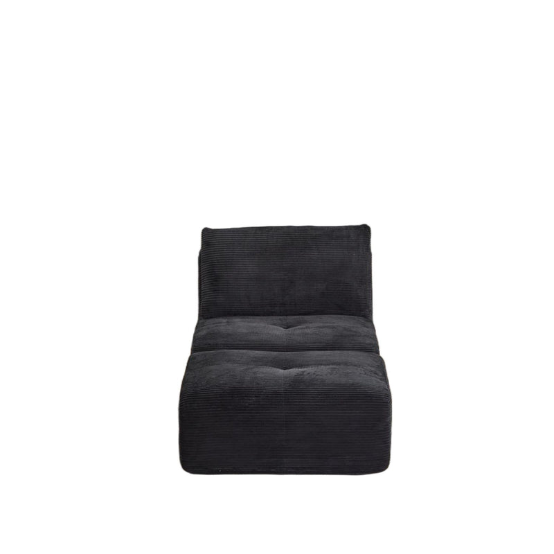 Compressed Sofa, Single Chaise Longue, Movable Ottoman For Living Room - Black