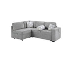 Convertible Sectional L-Shaped Sofa With Dual Pull-Out Sleepers, Flip-Top Table, USB Ports, Cup Holder & Storage