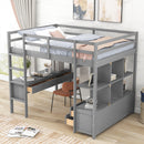 Full Size Loft Bed with Built-in Desk with Two Drawers, and Storage Shelves and Drawers,Gray(Old SKU: GX000320AAE)