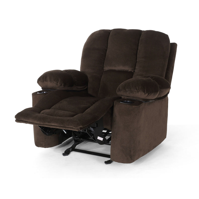 Luxurious Manual Recliner Chair With Skin-Friendly Fabric And Dual Cup Holders