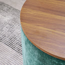 Classic 2 Piece Round Storage Ottoman Set With Drum Shaped Stool