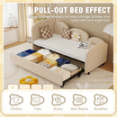 Modern Velvet Upholstered Daybed With Additional Bed Frame