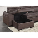 Bruno - Pull Out Complete Sofa Bed With Storage Chaise - Brown