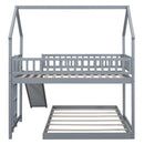 House Bunk Bed With Slide And Built In Ladder