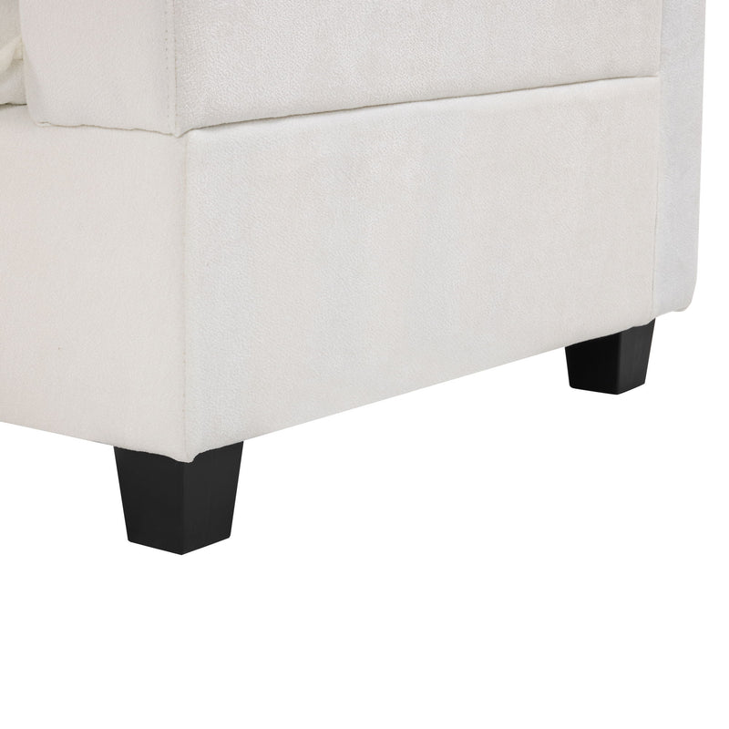 U-Shaped Sectional Modular Sofa With A Movable Ottoman, A Coffee Table With Hidden Charging Devices For Living Room