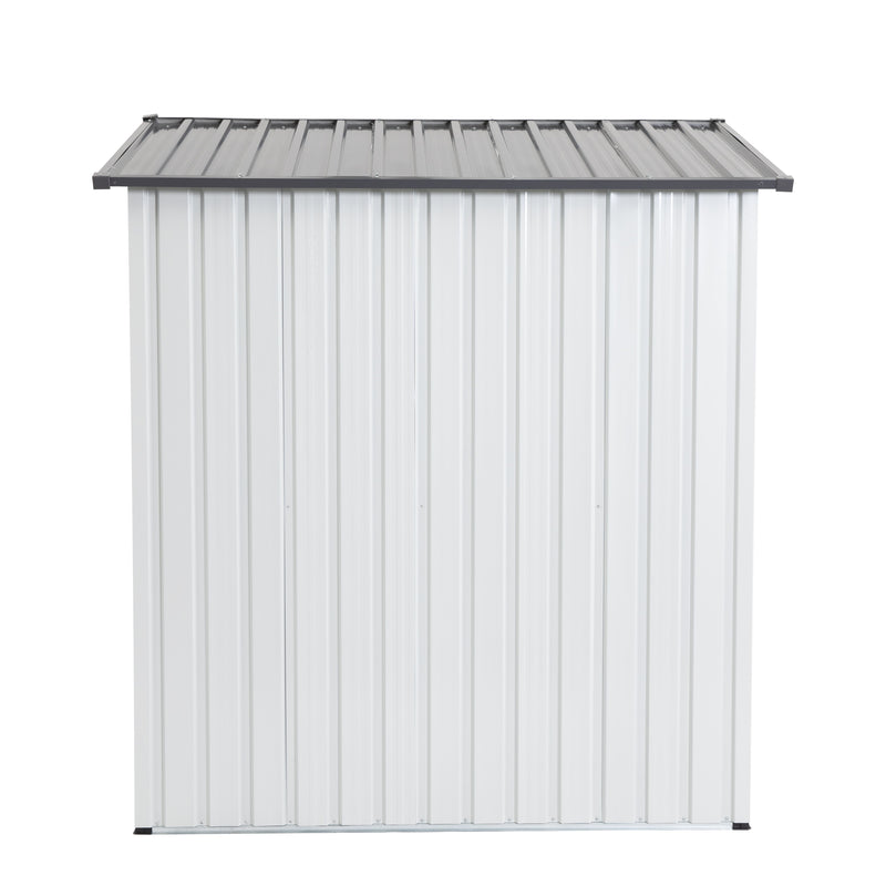 Garden Metal Storage Lifter Shed 5X3X6' Outdoor Storing Tools Rainproof Hinge Door Version - Gray White