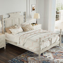 Vintage Country Style 4 Poster Platform Bed With High Crown Like Headboard, No Box Spring Needed