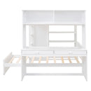 Loft Bed With A Twin Size Standalone Bed, Shelves, Desk, And Wardrobe