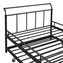 Twin Size Metal Daybed with Curved Handle Design and Twin Size Trundle, Black
