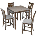 5 Pieces Dining Table Set, Counter Height Kitchen Table Set With Square Table And 4 Upholstered Chairs