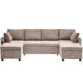 Sectional Sofa Bed With Pull Out Sleeper, USB Ports, Cup Holders