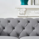 Chesterfield Velvet Upholstery Fabric Sofa With Roll Armrest & Nailhead