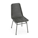 Outdoor Dining Chairs (Set of 2), Rattan Backrest And Cushions, Iron Frame - Dark Brown