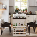 Extendable Kitchen Island With Slide Out Table And Storage Racks For 2 - 6 Person, Power Outlet, Bar, Prep Station - Creamy White / Walnut