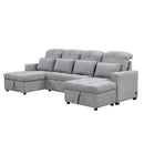 Oversized U-Shaped Versatile Sectional, Pull-Out Sofa Bed With Double Storage Chaise Lounges And 2 USB Ports For Living Room