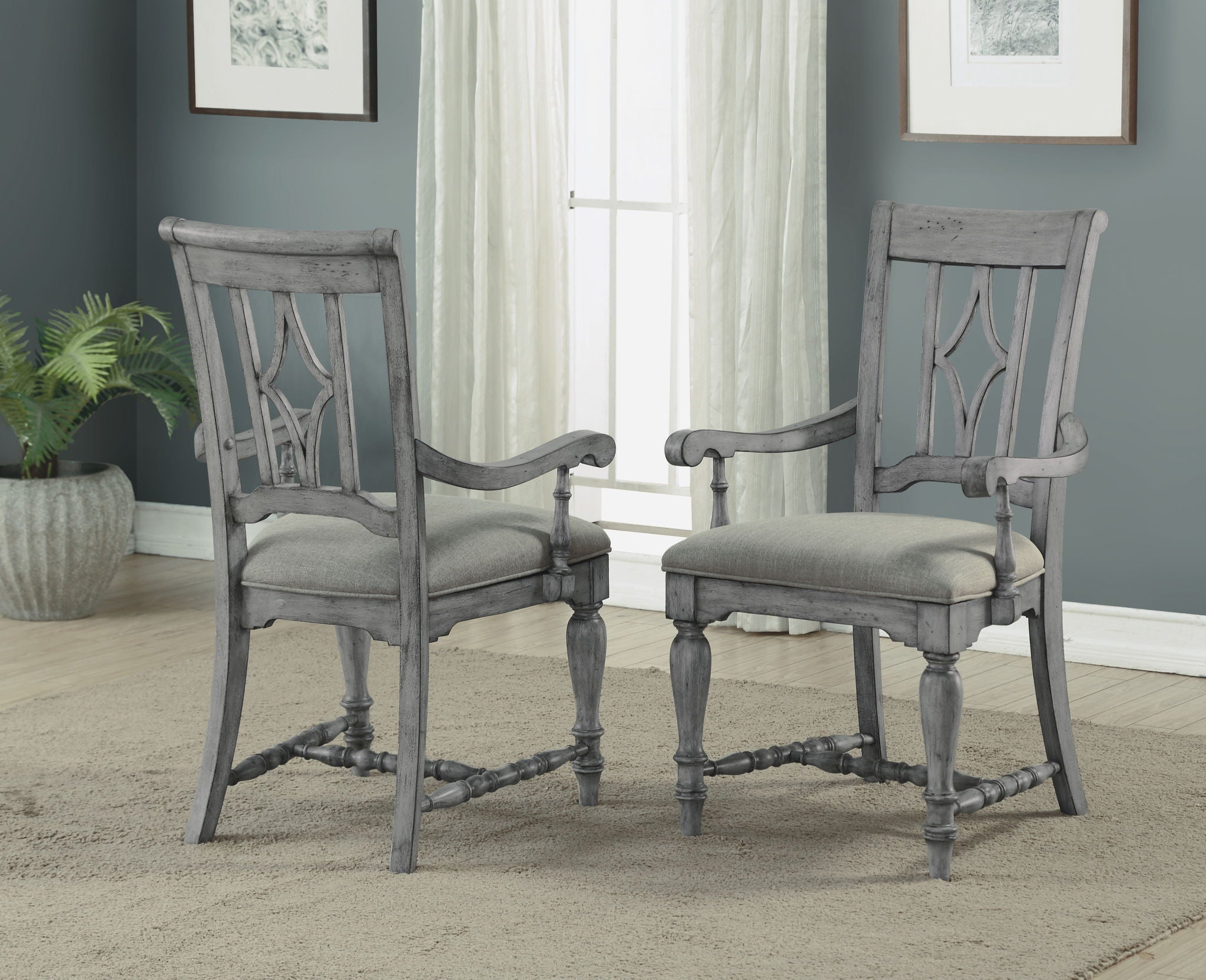 Plymouth - Upholstered Arm Dining Chair (Set of 2) - Gray