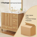 36" Bathroom Vanity, 2 Soft Close Doors, 4 Soft Close Drawers, Adjustable Shelf, Storage Cabinet - Acacia Wood