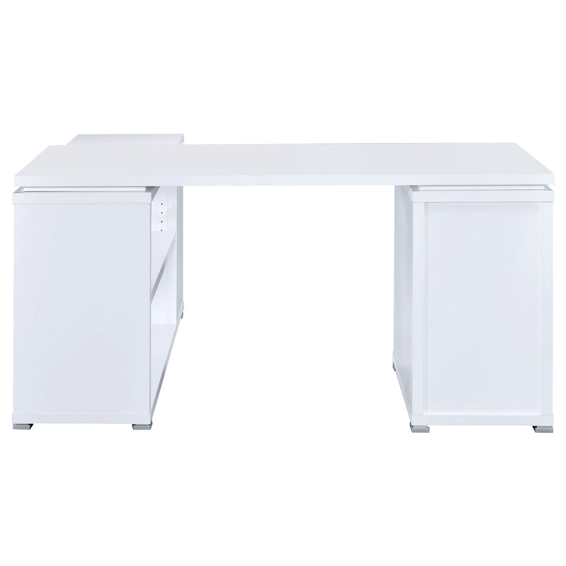 Transitional L Shape Computer Desk With Multiple Storage And Built In File Cabinet