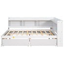 Full Bed with L-shaped Bookcases, Drawers ,White