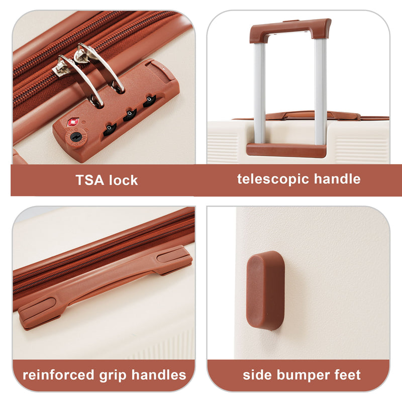 Contrast Color 3 Piece Luggage Set Hardside Spinner Suitcase With Tsa Lock 20" 24' 28" Available
