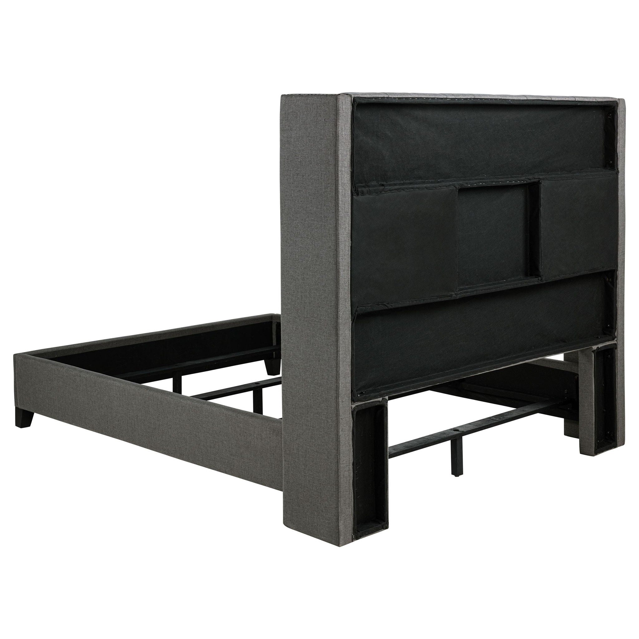 Bancroft Upholstered Full Wingback Bed Grey