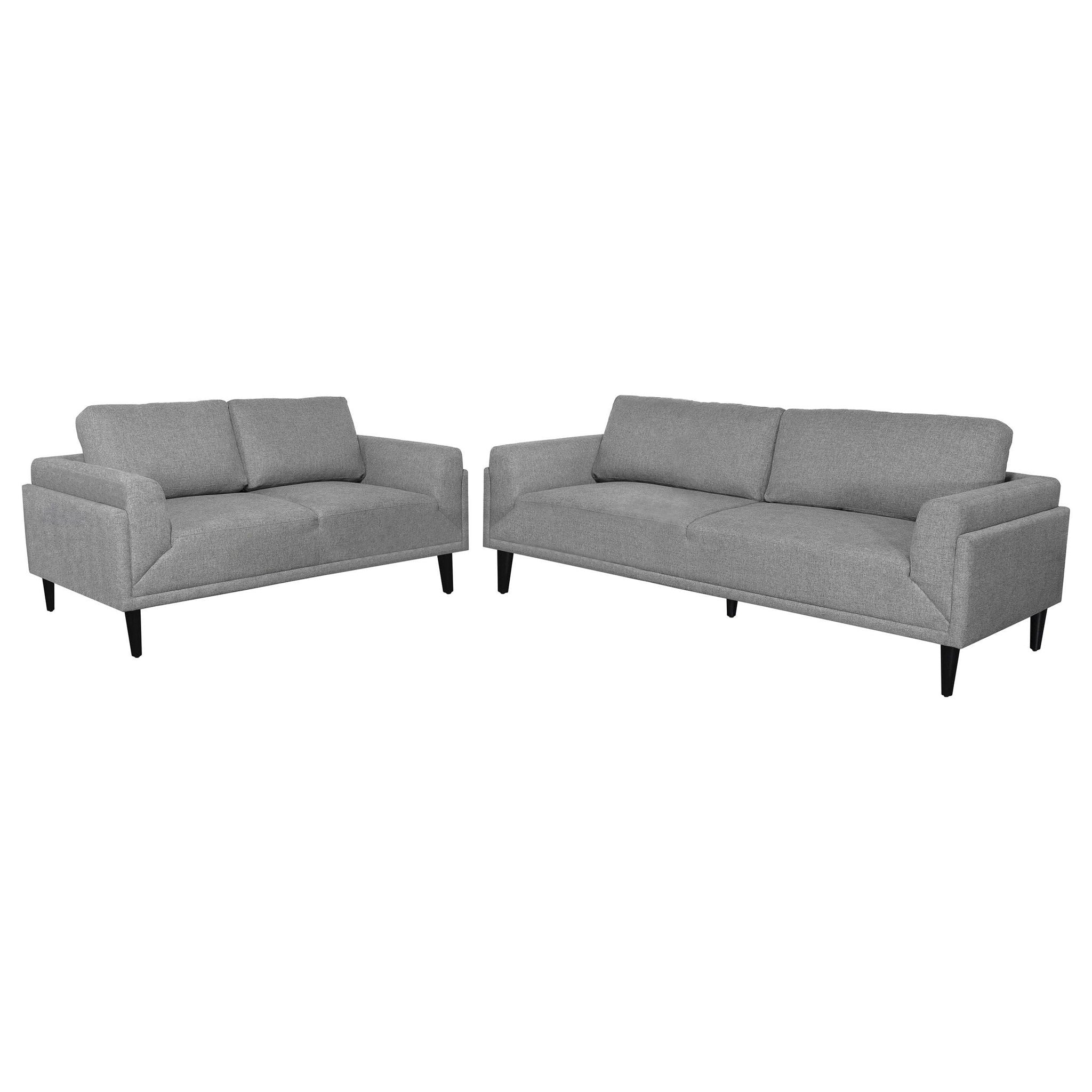 Rilynn 2-piece Upholstered Track Arm Sofa Set Grey
