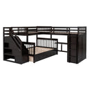 L Shaped Bunk Bed With 3 Drawers, Portable Desk And Wardrobe