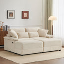 Double Chaise Lounge Set With Reversible Storage Ottomans, USB Port