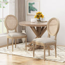 Elegant Dining Chair Set With Cane And Fabric Upholstery
