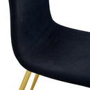 Luxury Simple Chair (Set of 4) Linen Cotton High Resilience Dining Chair With Metal en Legs - Black / Gold