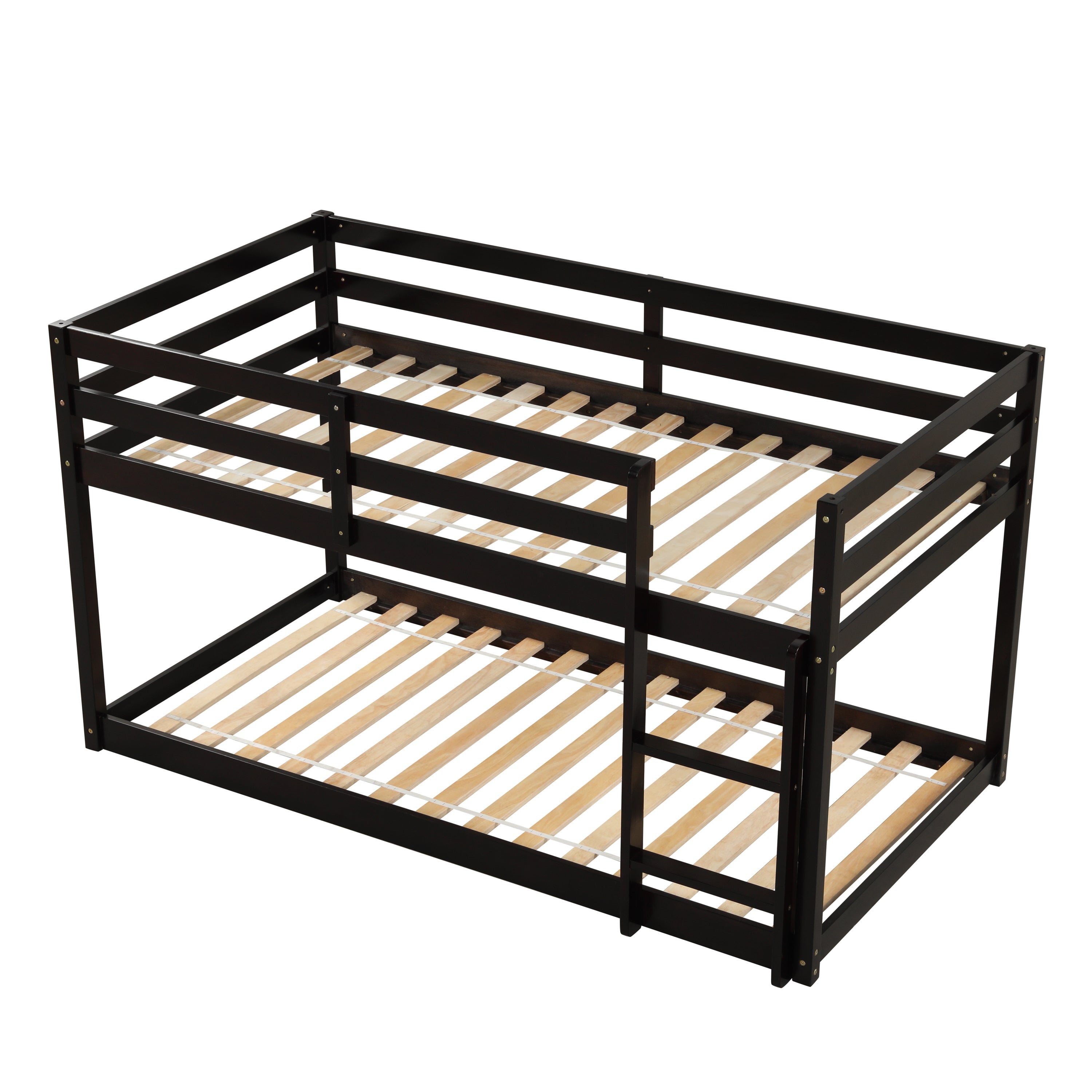 Twin over Twin Floor Bunk Bed,Espresso - Atlantic Fine Furniture Melbourne FL