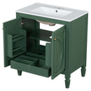 30" Bathroom Vanity With Sink, 2 Doors With Shelf, Soft Close Door Hinges, Vintage Style - Green